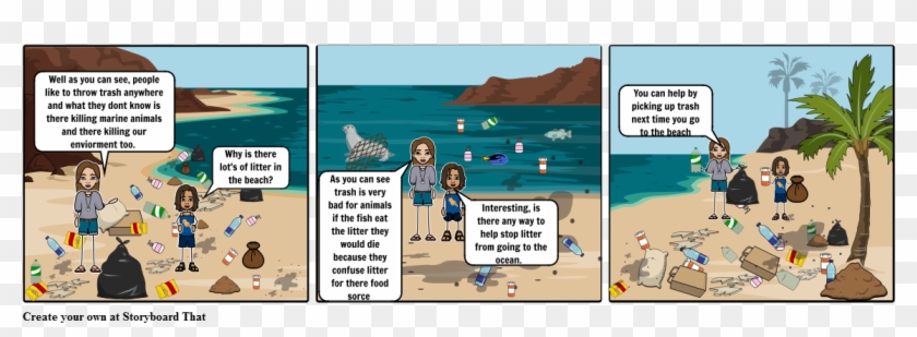 Litter In Ocean - Cartoon Clipart