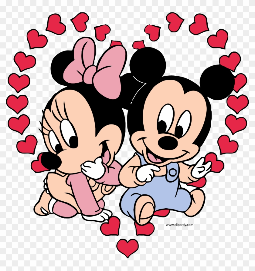 Baby Mickey And Minnie Mouse Heart Clipart Png - De Mickey Et Minnie Bébé Transparent Png