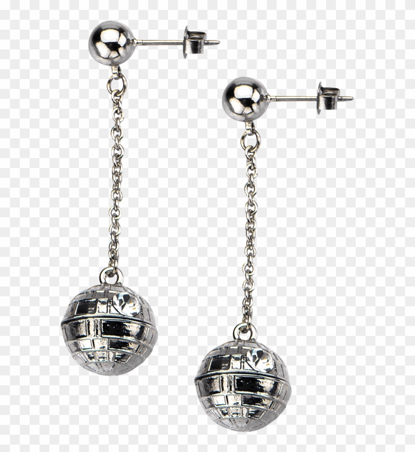 Star Wars 3d Death Star Chain Drop Earrings - Earring Clipart