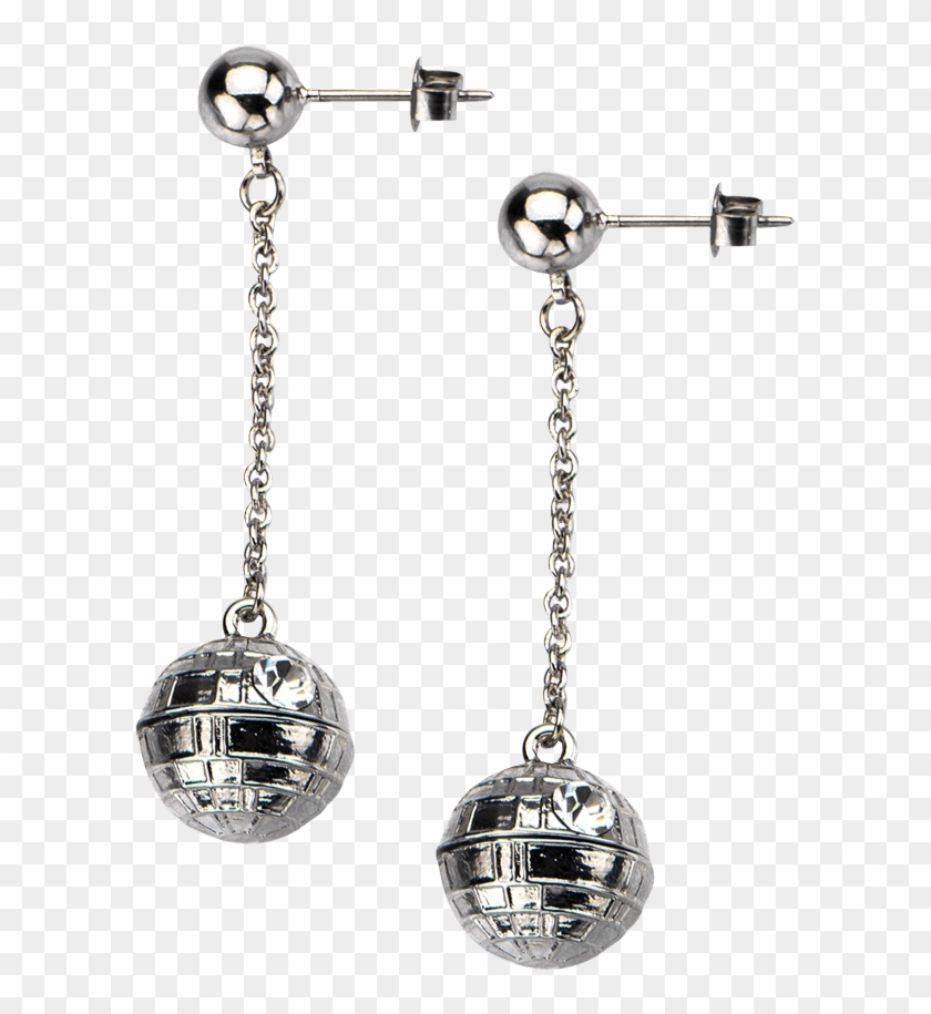 Star Wars 3d Death Star Chain Drop Earrings - Earring Clipart #551463