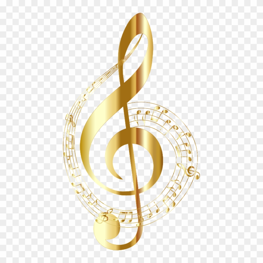 Medium Image - Transparent Gold Music Notes Clipart
