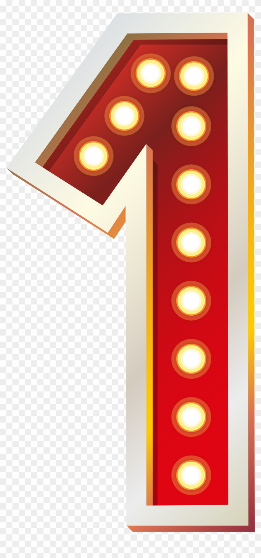 Red Number One With Lights Png Clip Art Image - Number 1 In Lights Transparent Png
