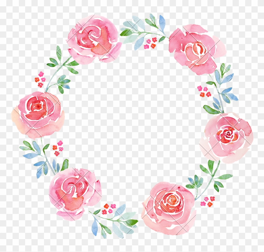 Beautiful Flower Watercolor Wreath - Watercolor Floral Wreath Png Clipart #554300