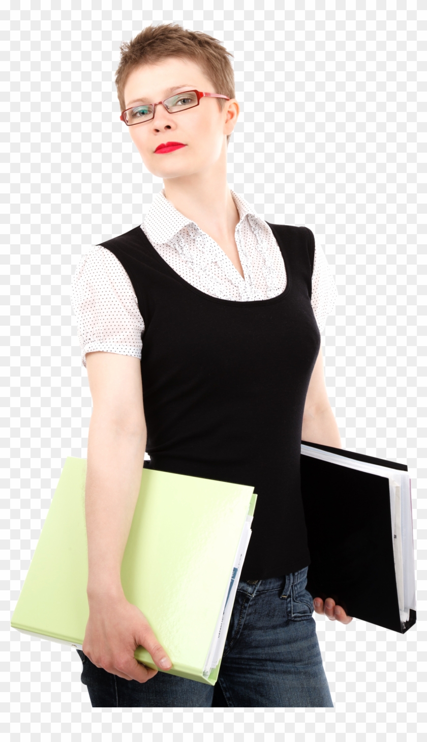 Download Business Woman Holding Files In Her Hands - Clip Art - Png Download #554583