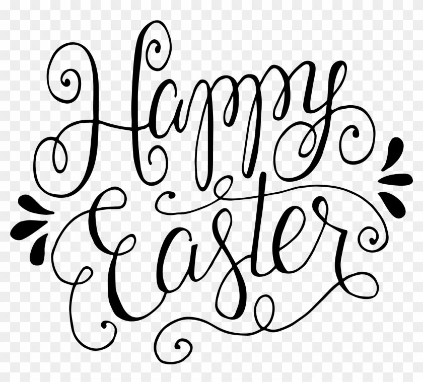 Happy Easter Black And White Clipart #555262