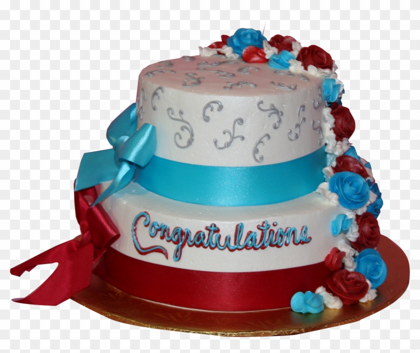 2 Tier Round Congratulations Cake Red & Blue - Sandia High School Cake Clipart #557655