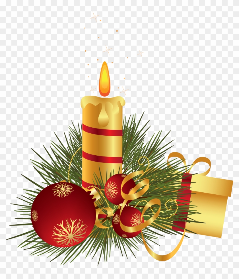 Christmas Candle Decoration Clipart - Png Christmas Candle Transparent Png #558143