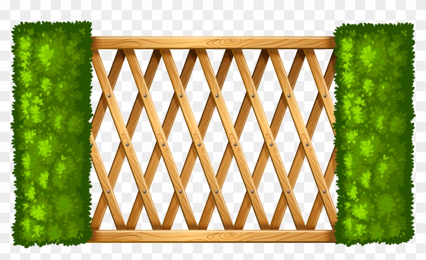 Wooden Fence With Plants Png Clipart - Fence Clipart Png Transparent Png #558445