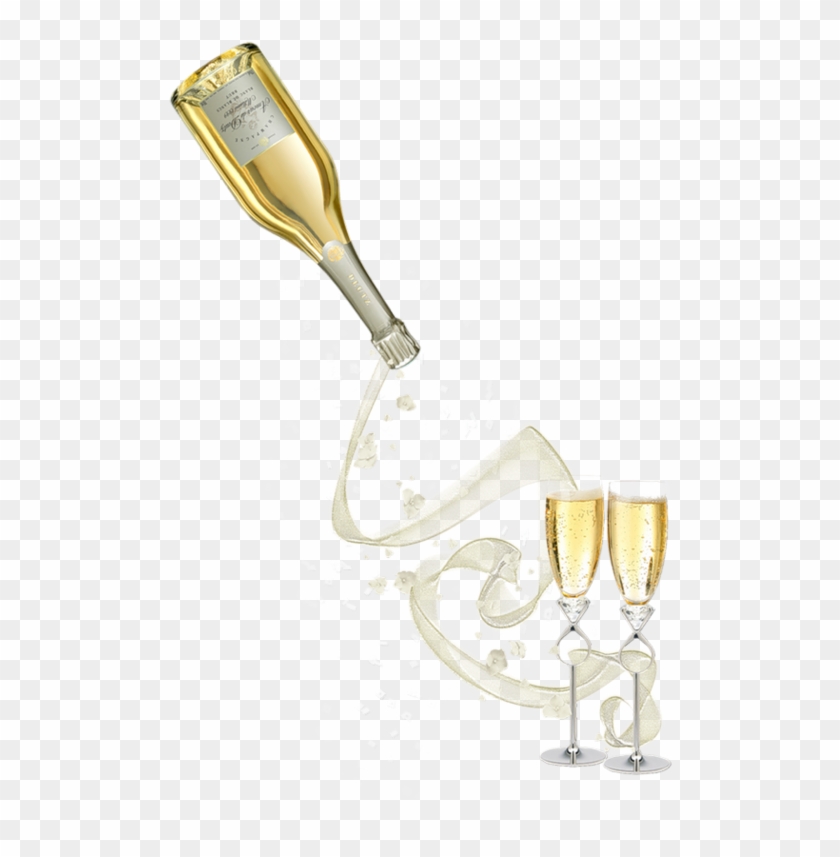 Verres Et Bouteille De Champagne - Bouteille De Champagne Mariage Clipart