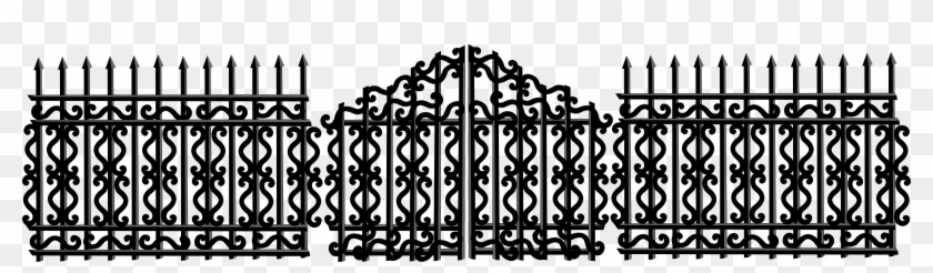 2400 X 589 4 - Iron Fence Gate Png Clipart #559942