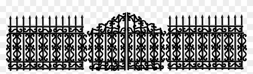 2400 X 589 4 - Iron Fence Gate Png Clipart