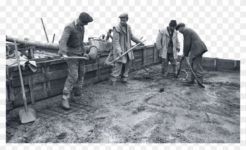 Construction Workers In Hungary In 1954 - Monochrome Clipart #5501978