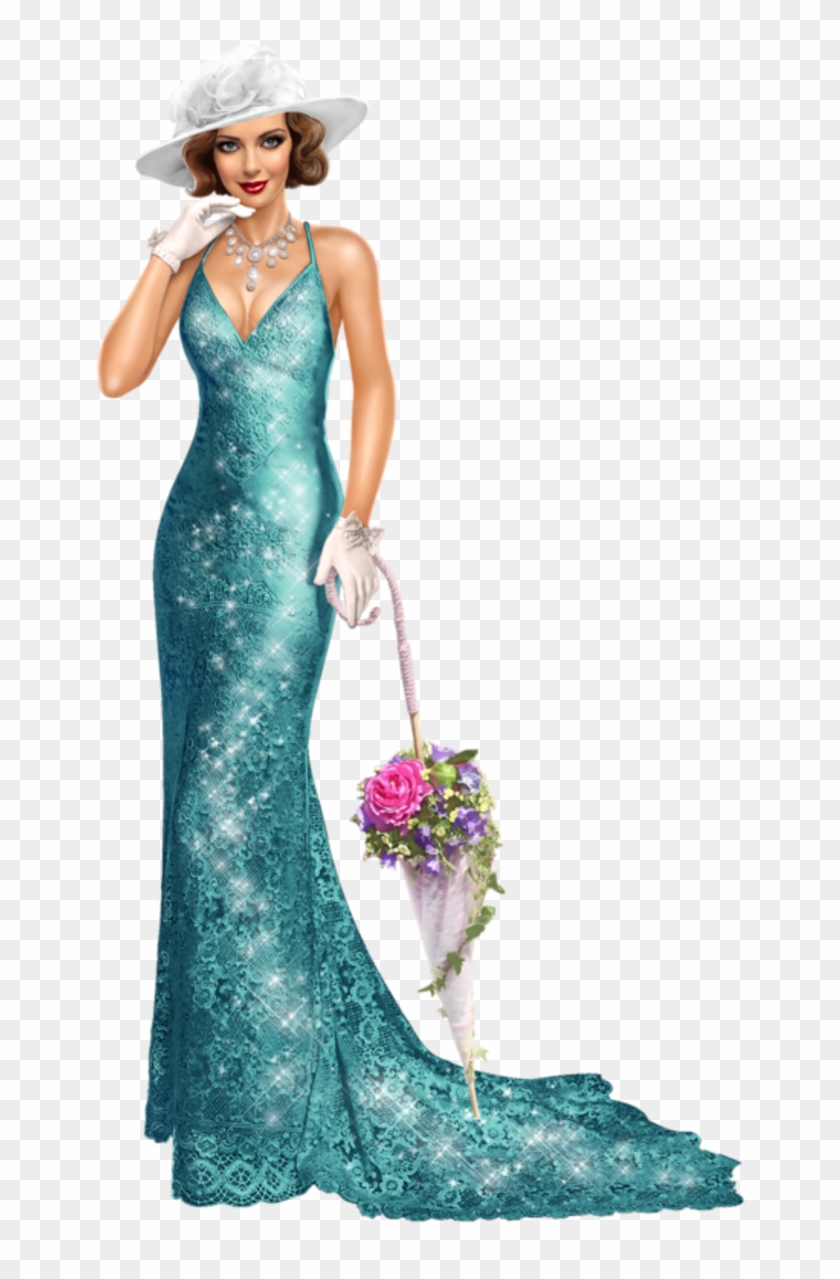 Tubes Femmes Vintage Autre Epoque Page - Tube Femme Robe Verte Png Clipart