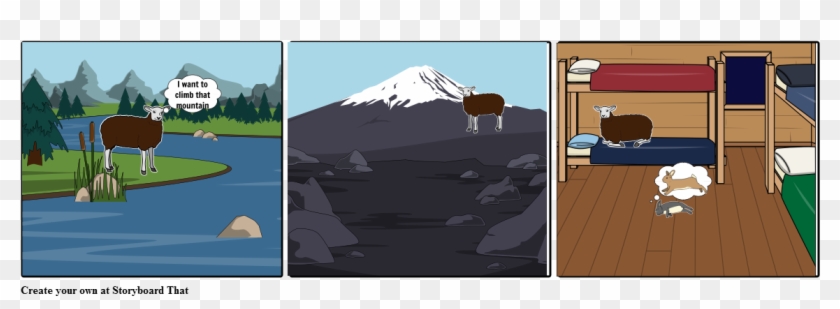 The Goat That Wanted To Climb The Mountain - Cartoon Clipart