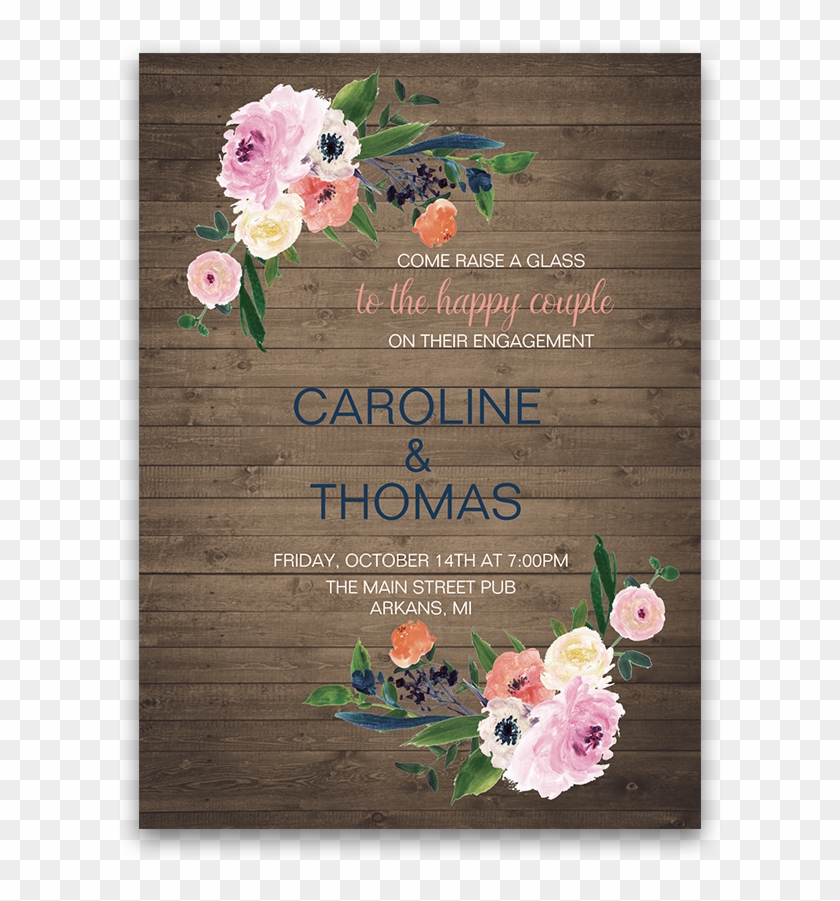Rustic Floral Watercolor Flowers Engagement Party Invitation - Bouquet Clipart