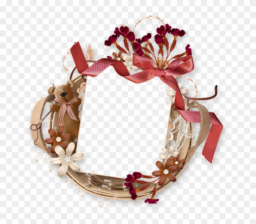 Frame, Photo Frame, Autumn, Tape, Bow, Flowers - Wreath Clipart #5508211