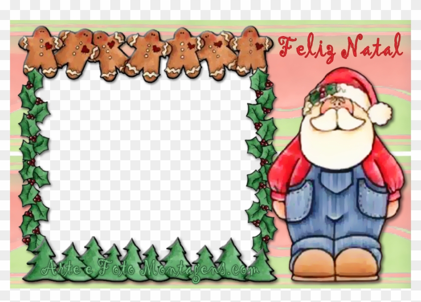 Moldura Papai Noel Png - Cartoon Clipart
