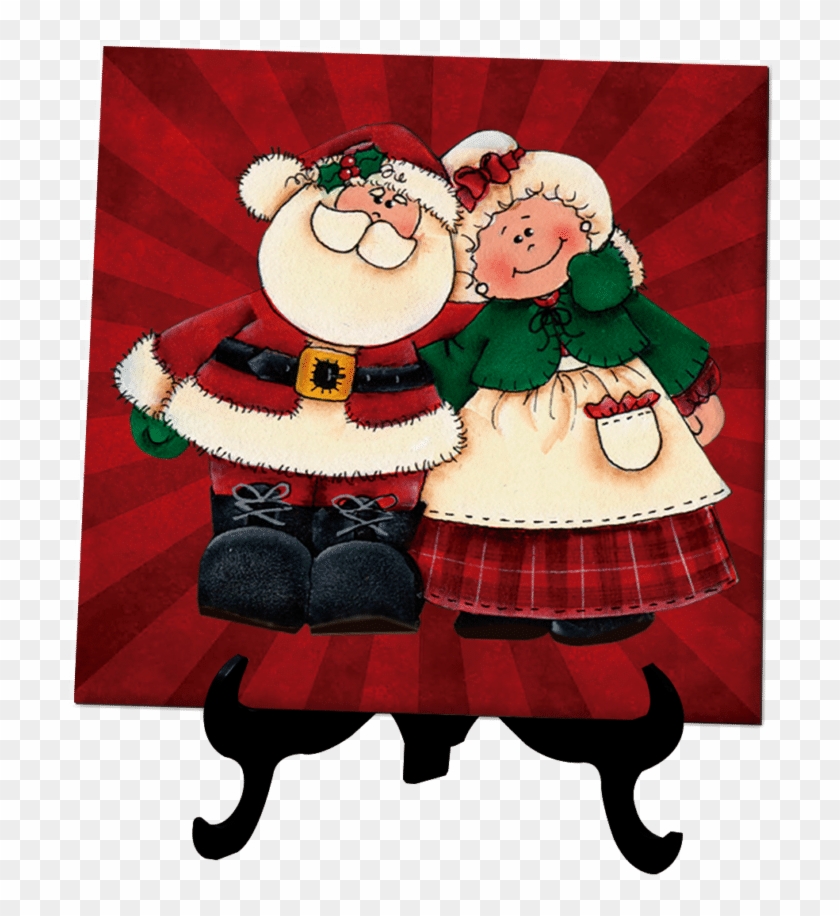 Azulejo Personalizado Papai Noel - Mr And Mrs Claus Merry Christmas Clipart #5509402