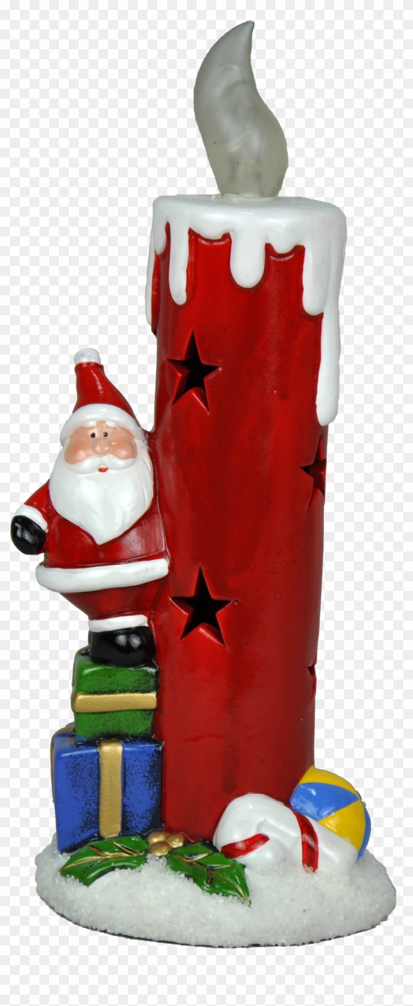 Enfeite Cerâmica Vela Papai Noel Duo C/2 Leds 2 Sort - Enfeites De Natal Velas De Led Clipart #5509436