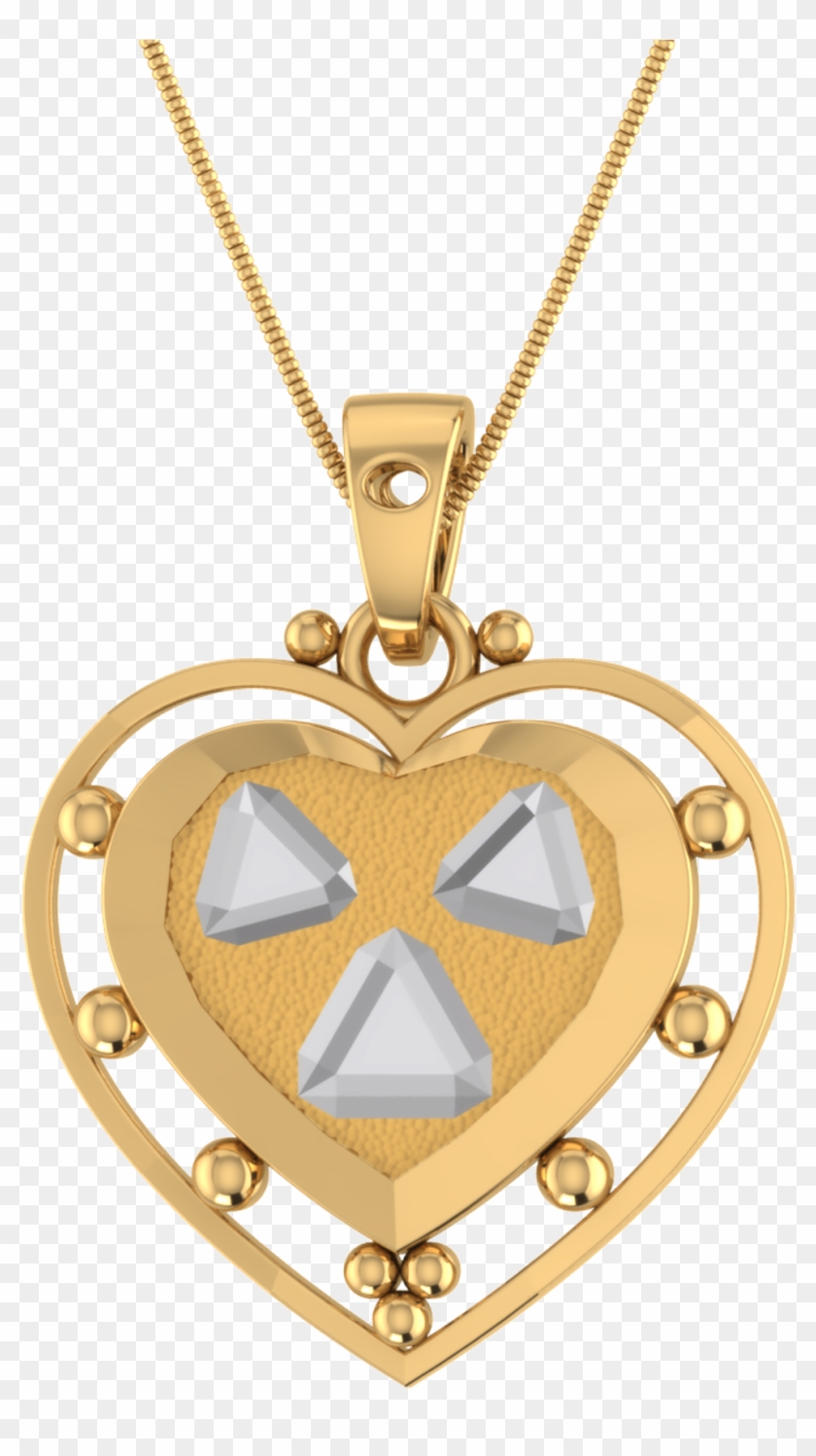 Graceful Geometric And Heart Shape Gold Pendant Gold - Locket Clipart #5509545