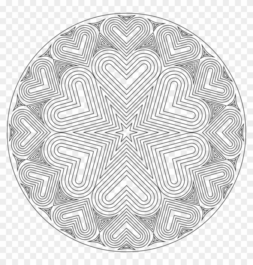 Complex Geometric Heart Coloring Pages Free Library - Coloriage Mandala À Imprimer Cm1 Clipart
