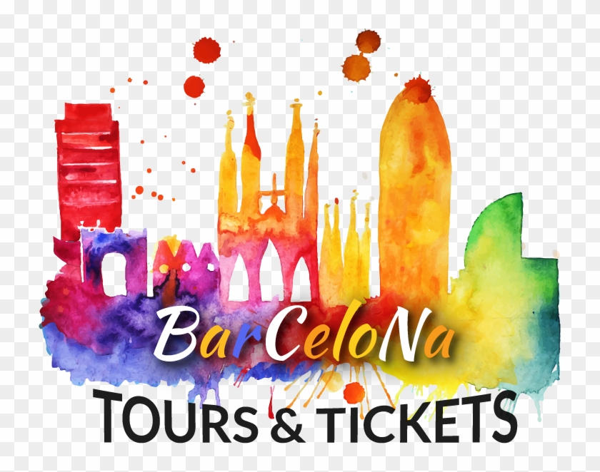 Barcelona Tours & Tickets - Barcelona Skyline Watercolor Poster - Cityscape Painting Clipart #5511155