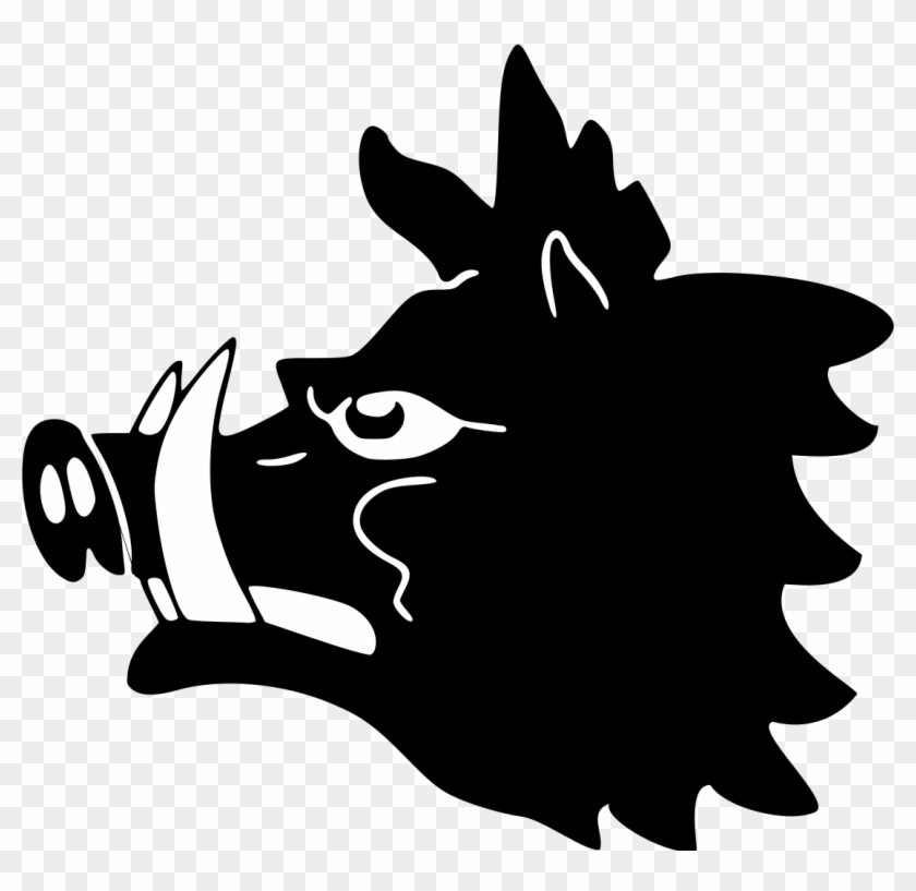 Boar Head Erased Sable - Witcher Flags Clipart