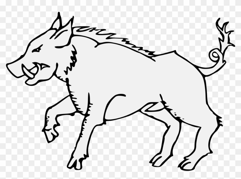 Boar Passant - Line Art Clipart