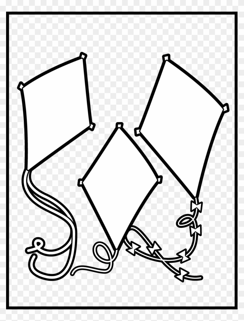 Kite Drawing Coloring - Kites Coloring Pages Clipart