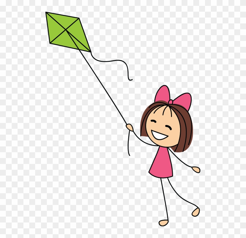 Girl With Kite Clipart - Png Download #5513995