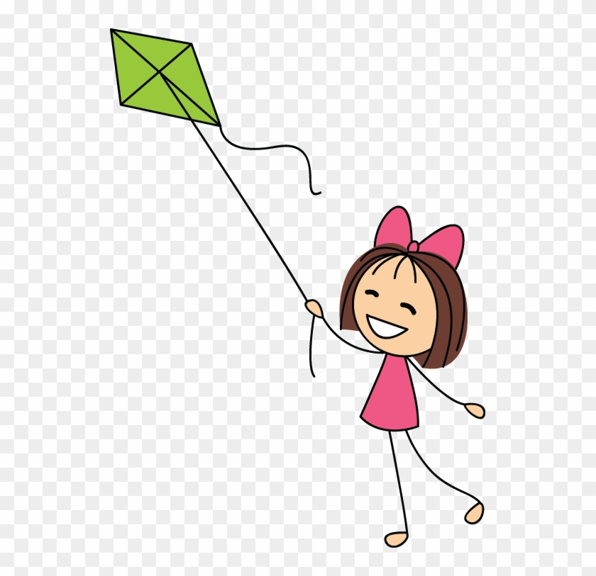 Girl With Kite Clipart - Png Download