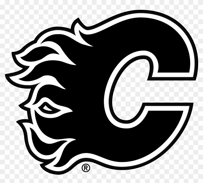 Calgary Flames Logo Black And White - Calgary Flames Decal Clipart #5514030