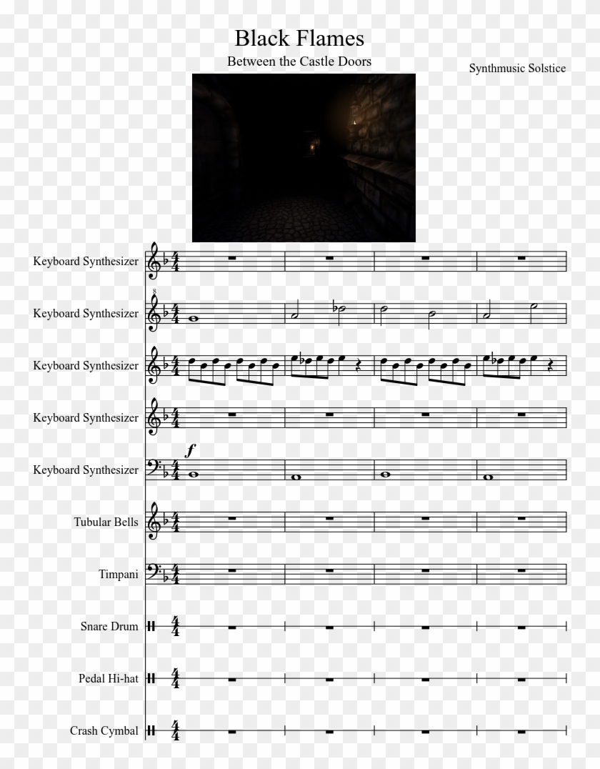 Black Flames Sheet Music Composed By Synthmusic Solstice - Paper Clipart
