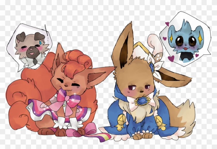 Rockruff Vulpix Eevee And Shinx By Ponipoke - Alolan Vulpix X Rockruff Clipart