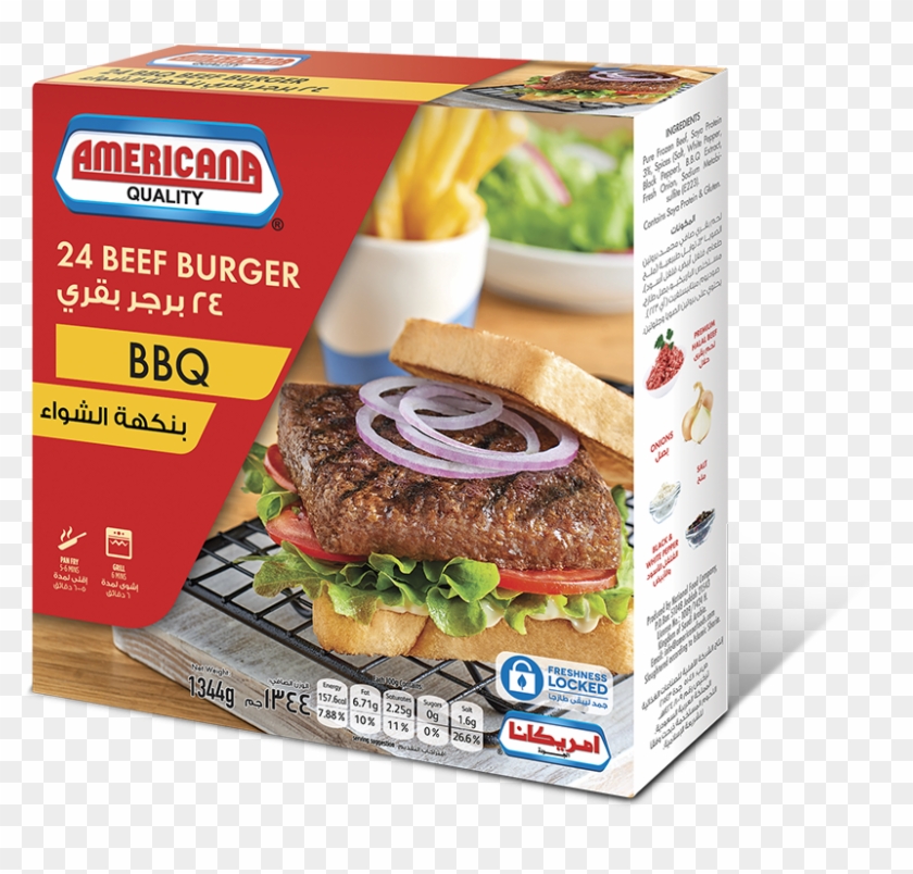 310402 Americana Square Burger Bbq Barbeque 1344g 24pcs - امريكانا شيش كباب Clipart