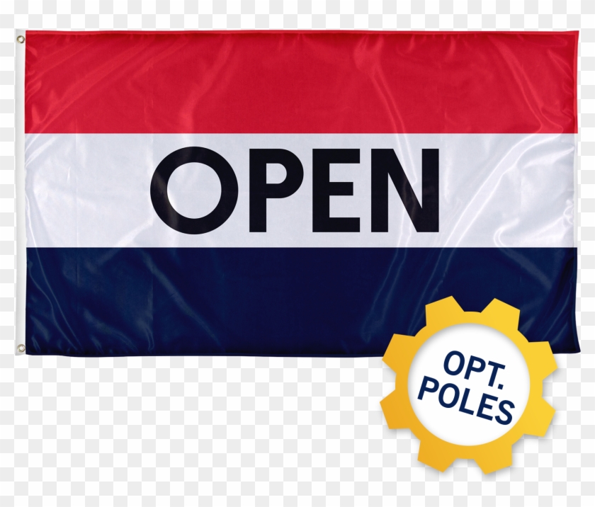 Open Flag W/ Optional Flagpole Clipart
