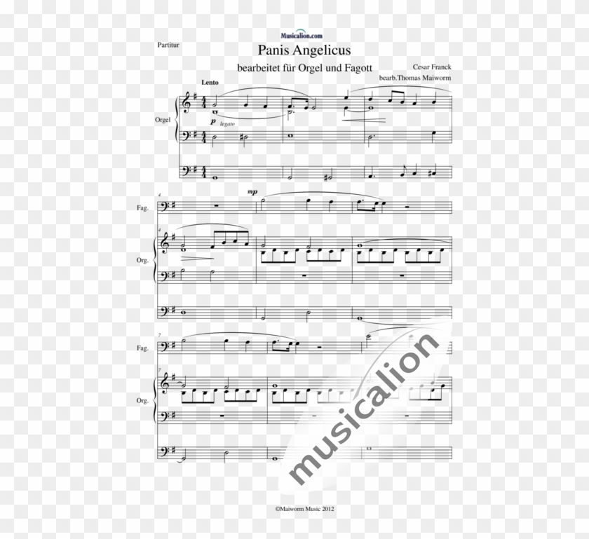 Panis Angelicus For Bassoon And Organ - Sheet Music Clipart #5519325