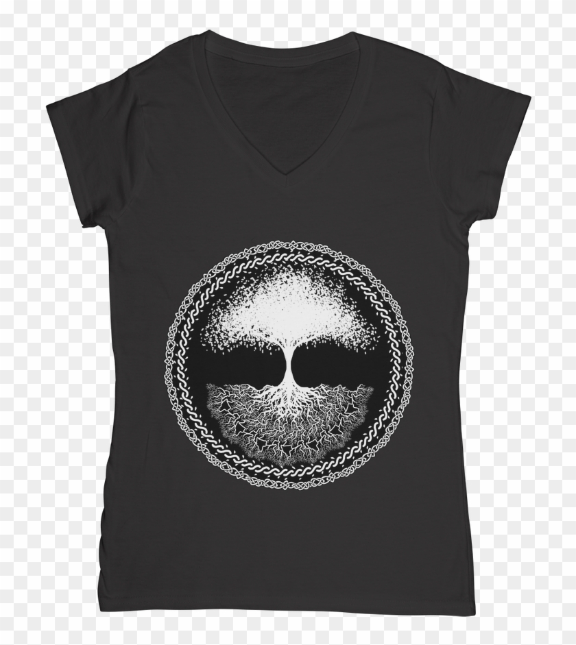 Yggdrasil ﻿women's V Neck T Shirtfor Just £19 - Monochrome Clipart