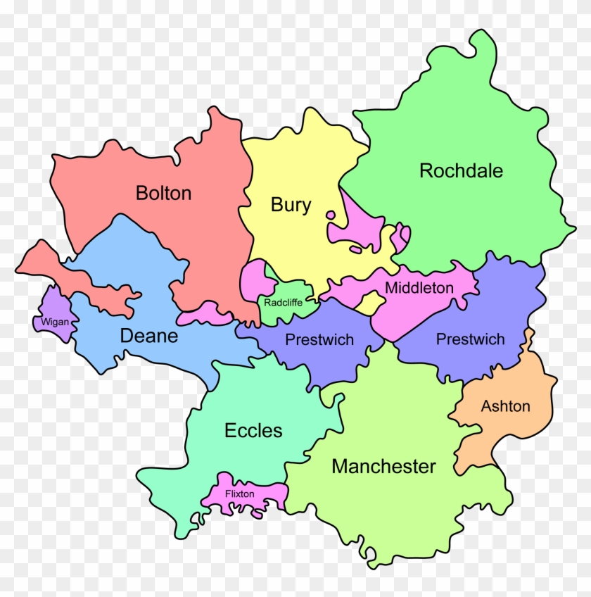 Salford Hundred Map - Map Of Manchester And Salford Clipart