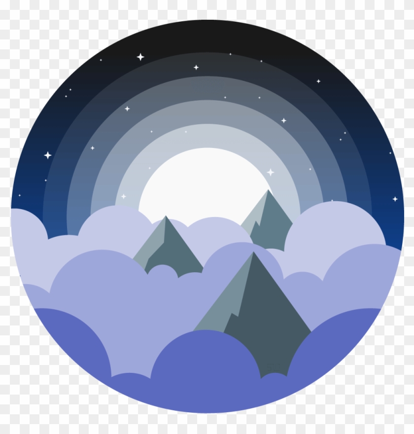 Vector Illustration Of The Tops Of Mountains Poking - Clipart Half Moon Half Sun - Png Download