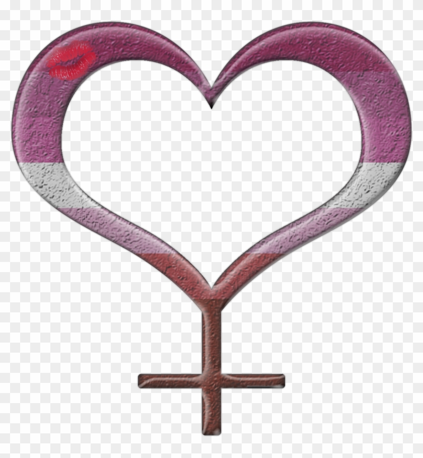 Lipstick Lesbian Pride Flag Colored Female Gender Symbol - Just Married Mrs And Mrs Clipart