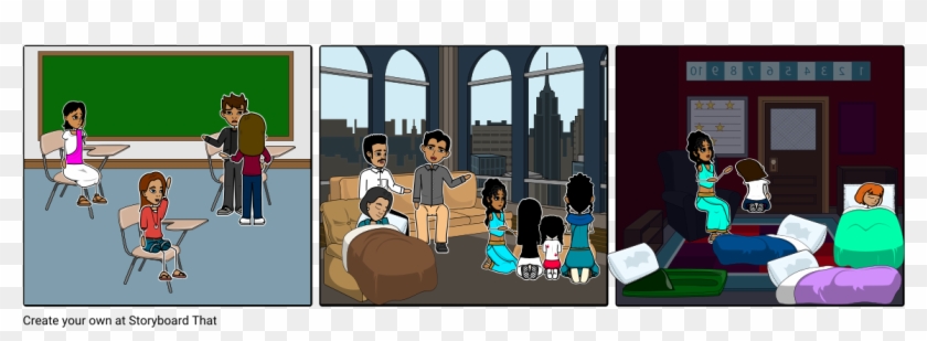 Family With Half Eygptions And Half Hispanic - Cartoon Clipart