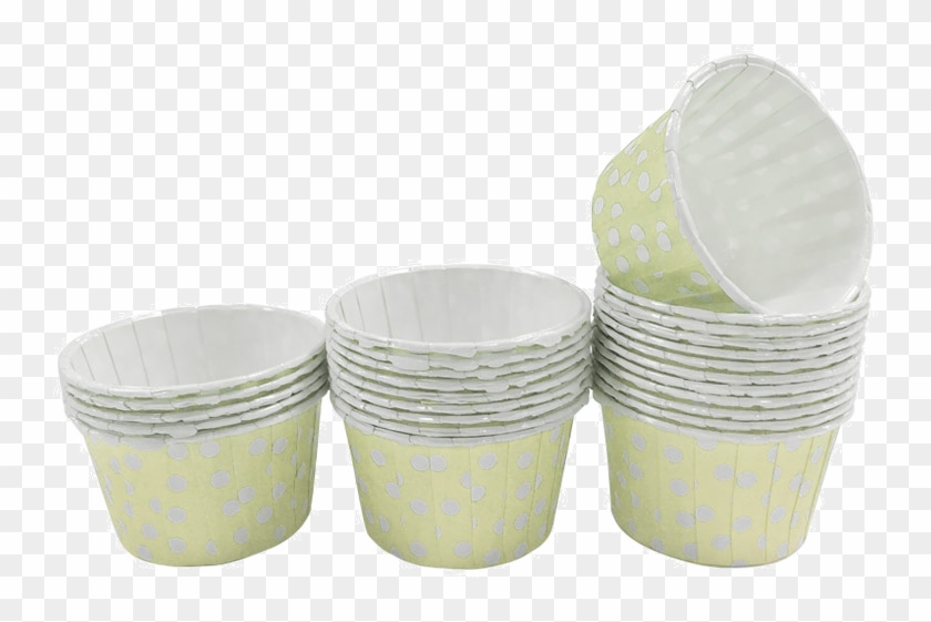 Pale Yellow With White Polka Dot Mini Cupcake Paper - Ceramic Clipart #5524158