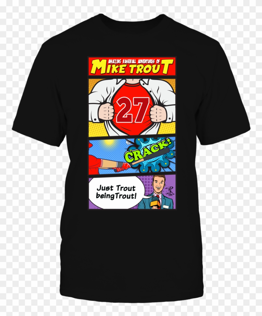 Mike Trout Super Hero Comic Strip Pop Art - Active Shirt Clipart