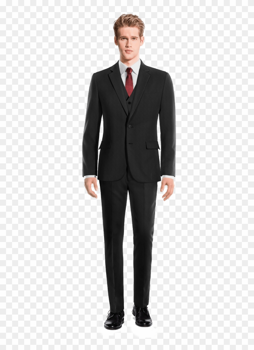 Black 3 Piece Wool Suit View Front - Green Velvet Suit Clipart #5524829