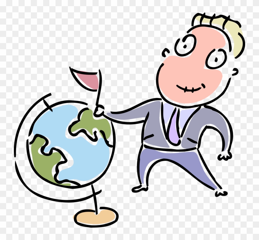 Vector Illustration Of Businessman Plants Flag On Three-dimensional, Clipart #5525395