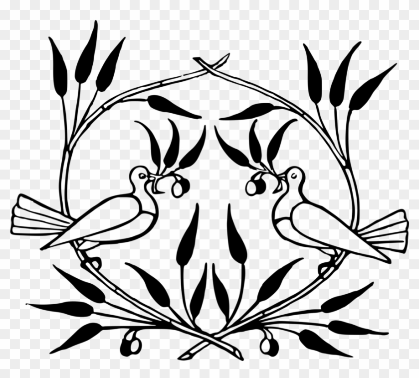 Line And Form - 2 Doves With Olive Branches Png Clipart
