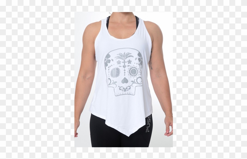 Regata Mexican Skull Branca - Active Tank Clipart #5526412