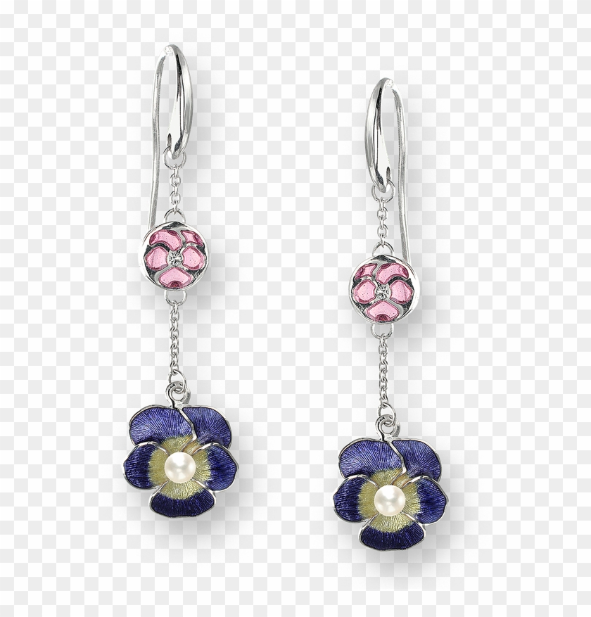 Nicole Barr Designs Sterling Silver Pansy Wire Earrings-purple - Earrings Clipart #5527837