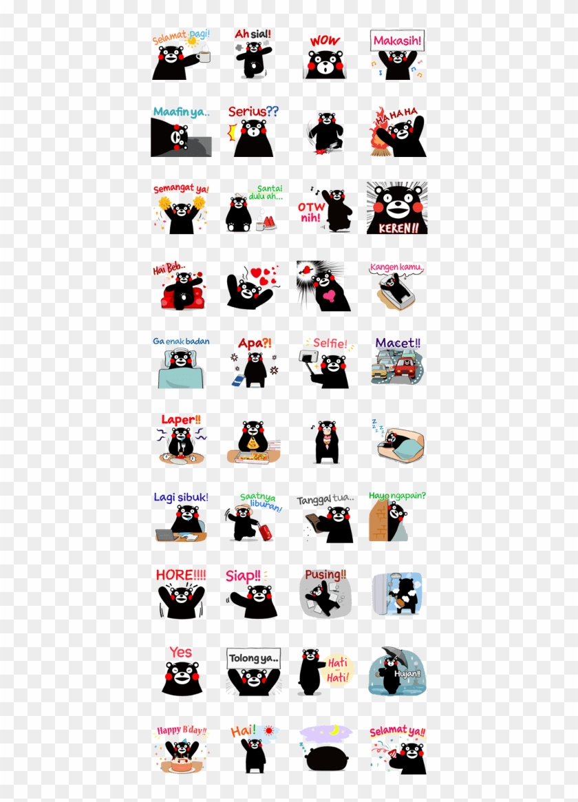 Kumamon Stickers Indonesia Ver - Black Butler Line Sticker Clipart